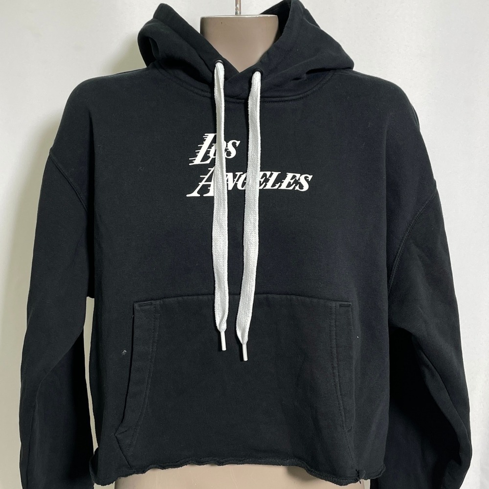 Los Angeles Lakers NBA Nike Cropped Black Fleece City Ed Hoodie Women's MEDIUM